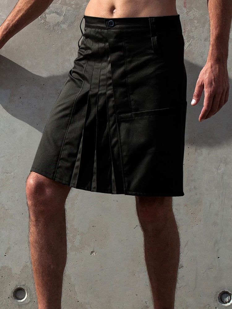 Mens Button Pocket Pleated Skirt