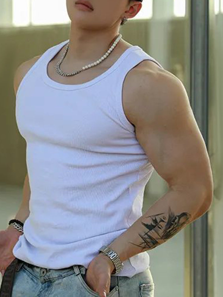 Mens Sexy Shaping Sports Fitness Casual Cotton Vest