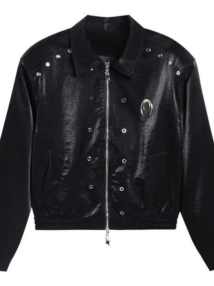 Comprar black Mens Glossy Zipper Jacket