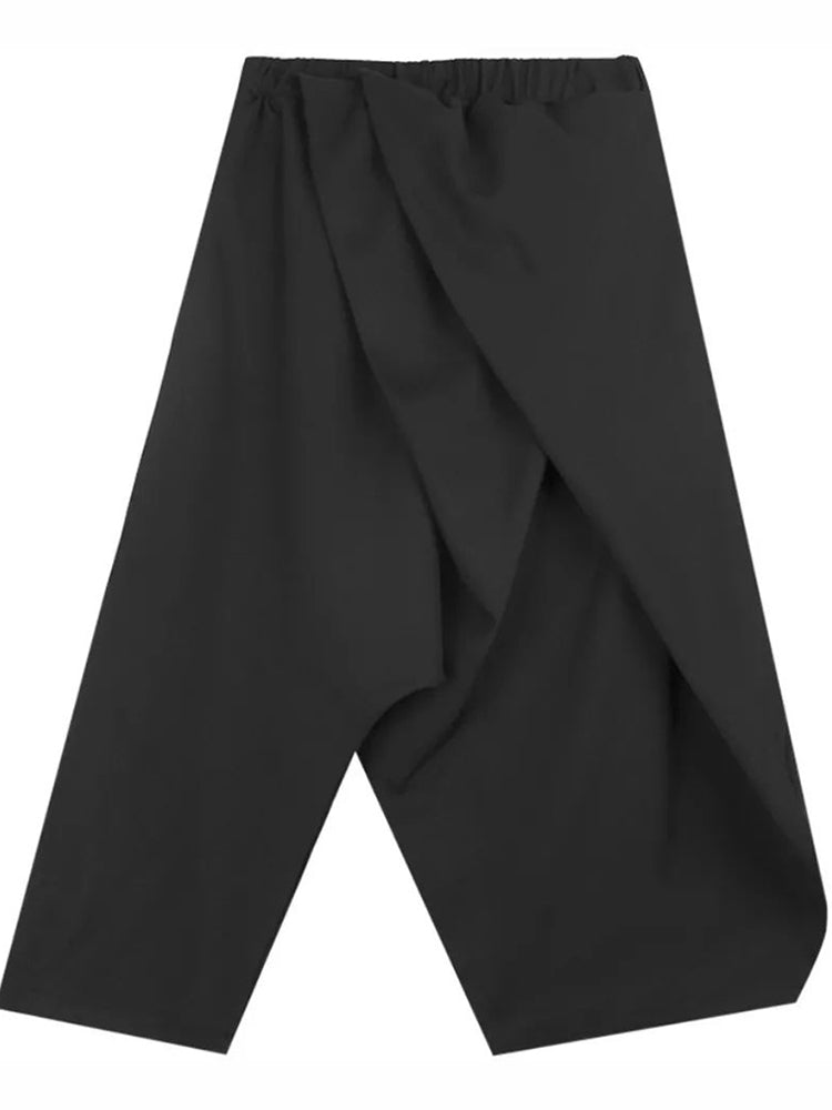 Mens  Irregular Genderless Wide-Leg  Solid Color Pants