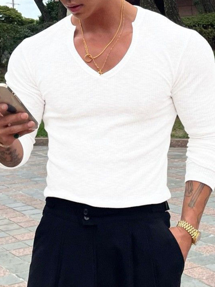 Comprar white Men Sexy Shaping Sports Casual Long-Sleeve Tops