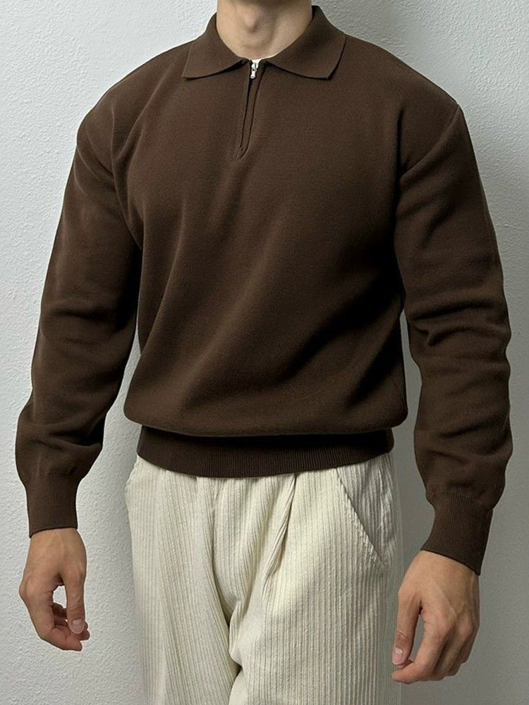 Mens Half-Zip Basic Casual Knitted Sweater