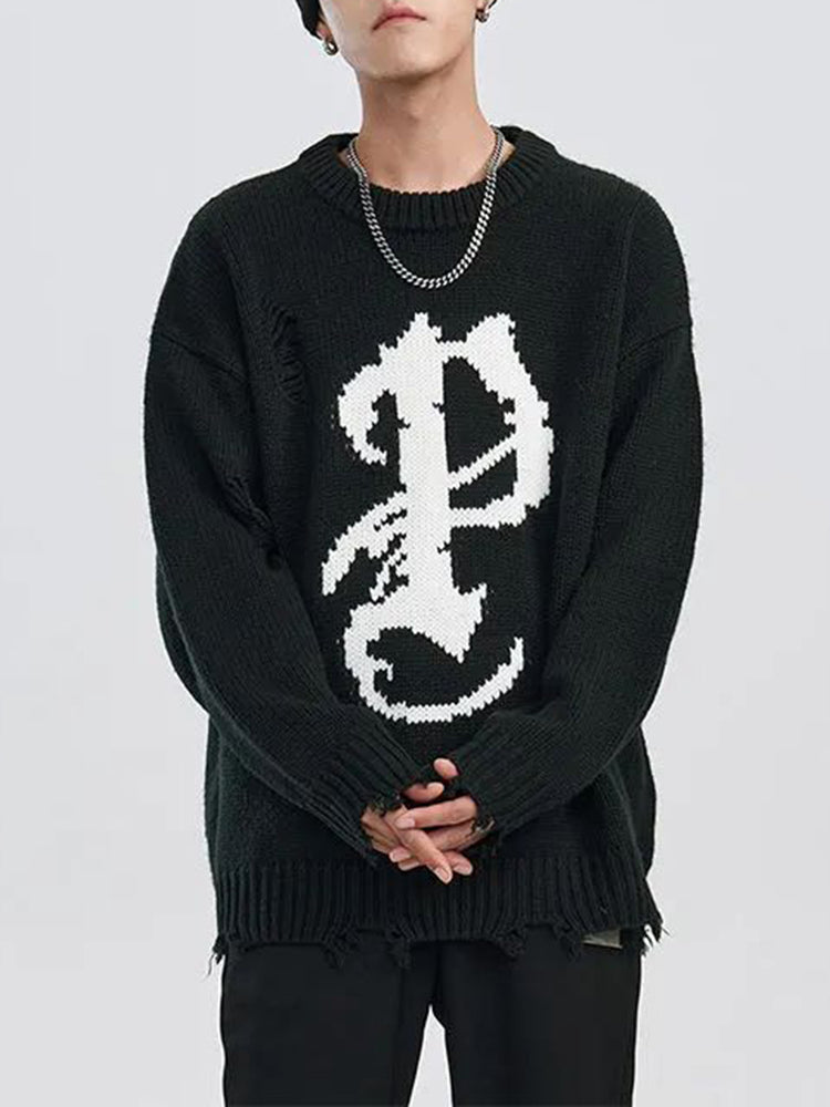 Mens Loose Casual Knitted Pullover