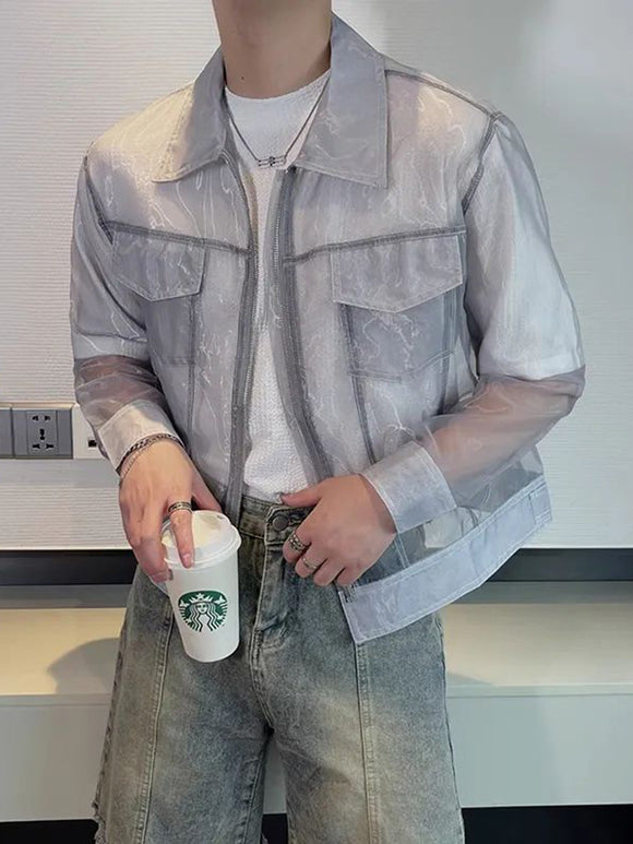 Mens Sexy Zippered Lapel Top