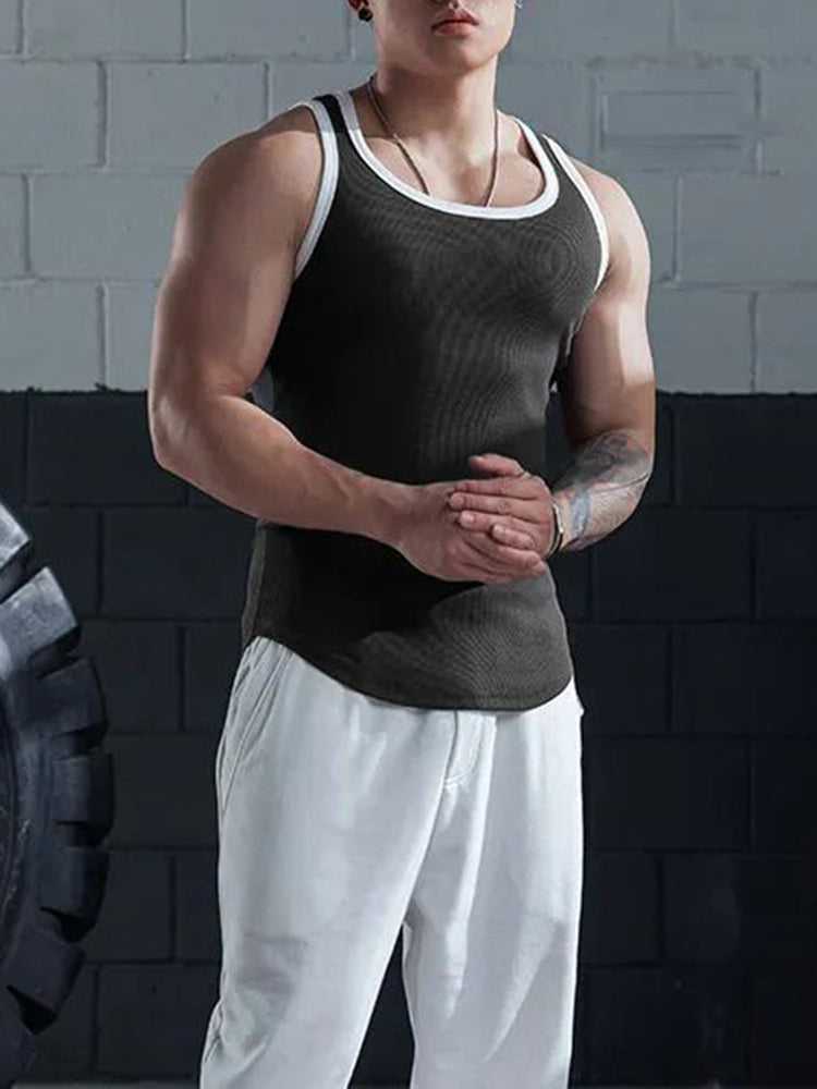 Comprar black Mens Sports Fitness Tight Quick Dry Vest