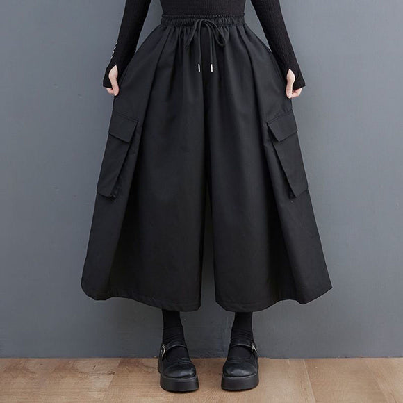 Japanese Large Pocket Casual Culottes Pants Unisex