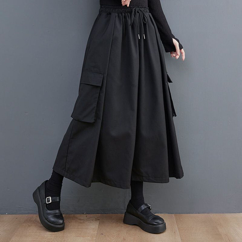 Japanese Large Pocket Casual Culottes Pants Unisex