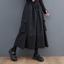 Japanese Large Pocket Casual Culottes Pants Unisex-5