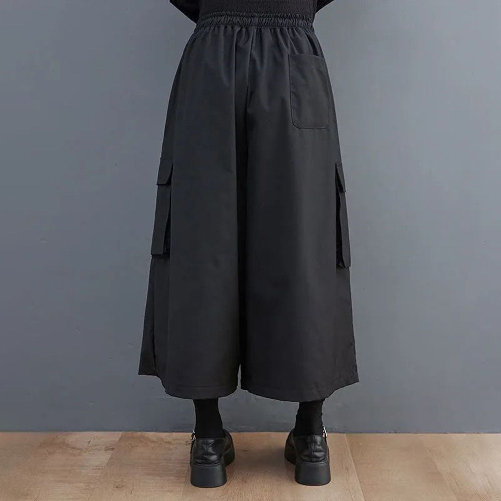 Japanese Large Pocket Casual Culottes Pants Unisex