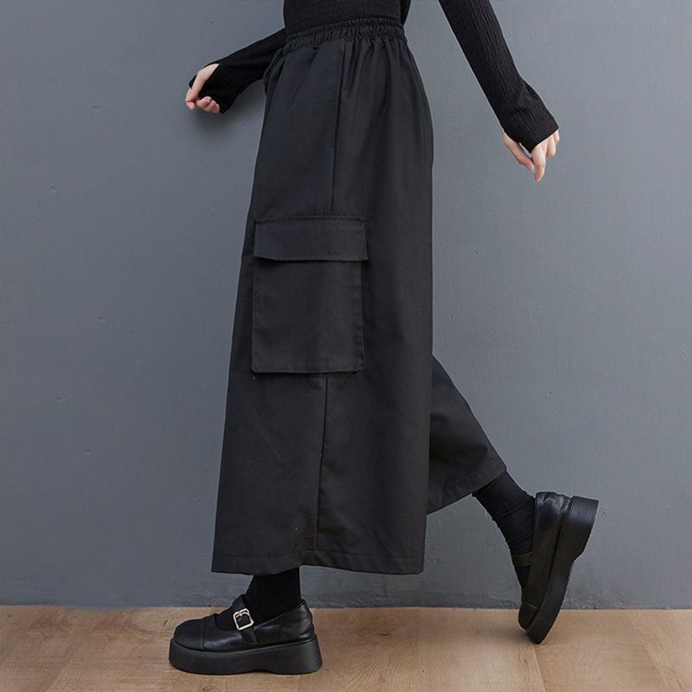 Japanese Large Pocket Casual Culottes Pants Unisex