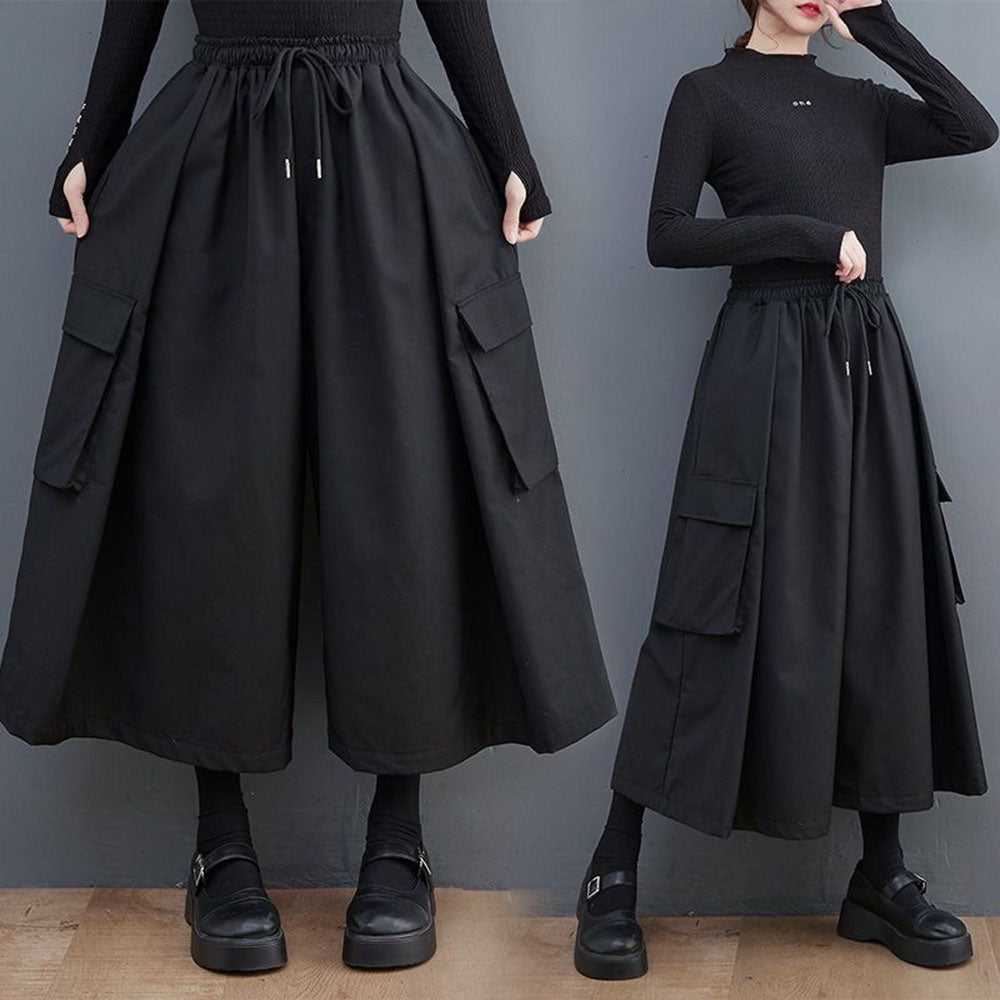 Japanese Large Pocket Casual Culottes Pants Unisex