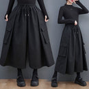 Japanese Large Pocket Casual Culottes Pants Unisex-2