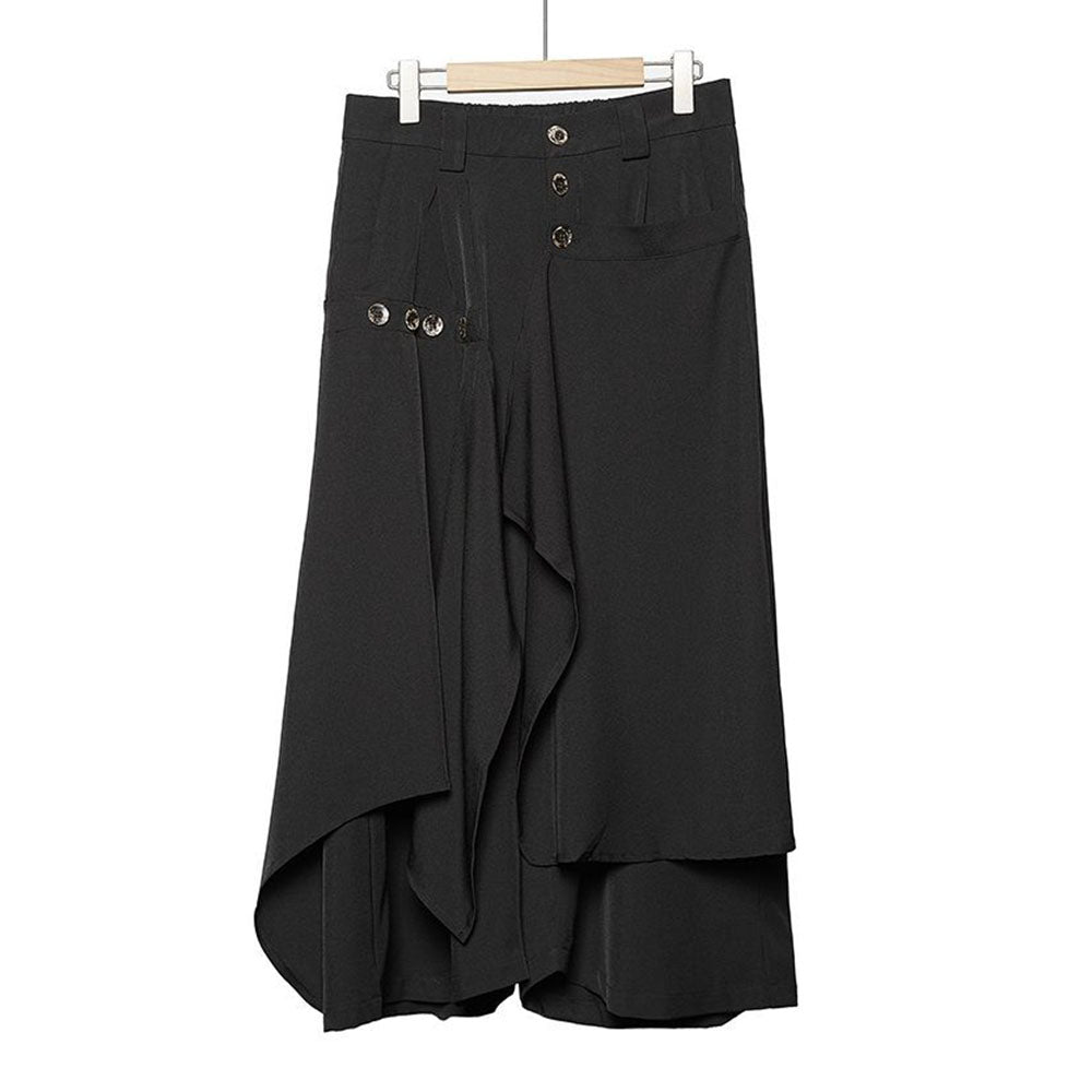 Unisex Harajuku Irregular Double-Layer Skirt Pants