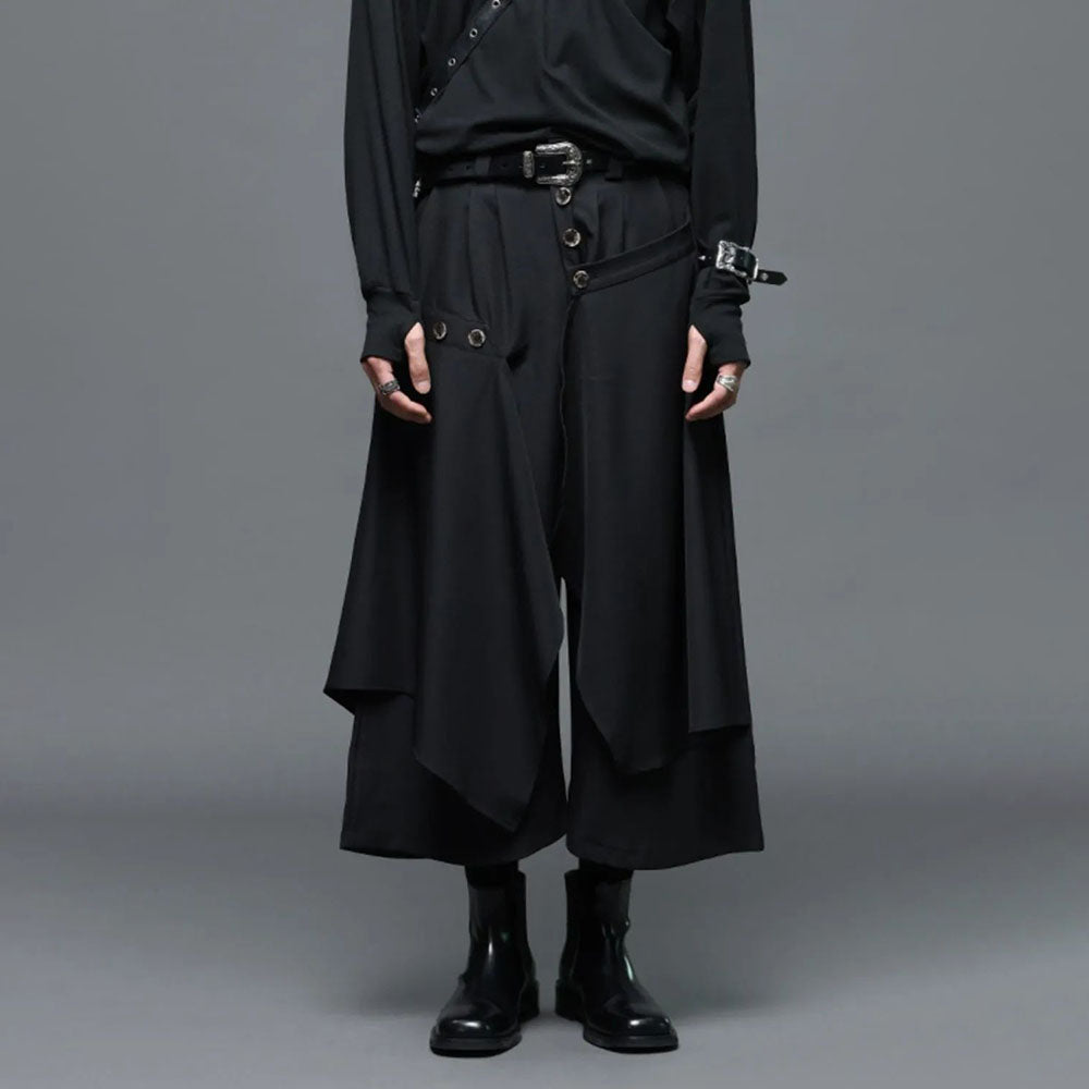 Unisex Harajuku Irregular Double-Layer Skirt Pants