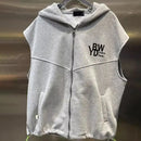 Unisex Sleeveless Hooded Zipper Vest-2