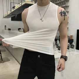 Buy white Mens Tight Turtleneck Sweater Vest