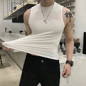 Buy white Mens Tight Turtleneck Sweater Vest