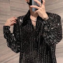 Mens Y2k Sequin Shoulder Pad Jacket Nightclub Personality Temperament Fashion Youth Long-Sleeve Performance Costumes 2024 Summer-1