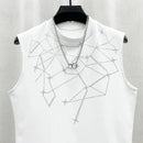 Mens Vest Personalized Heavy Industry Hot Stamping Diamond Starry Vest Summer Casual Sports Sleeveless Top Men's Clothing 2024-5