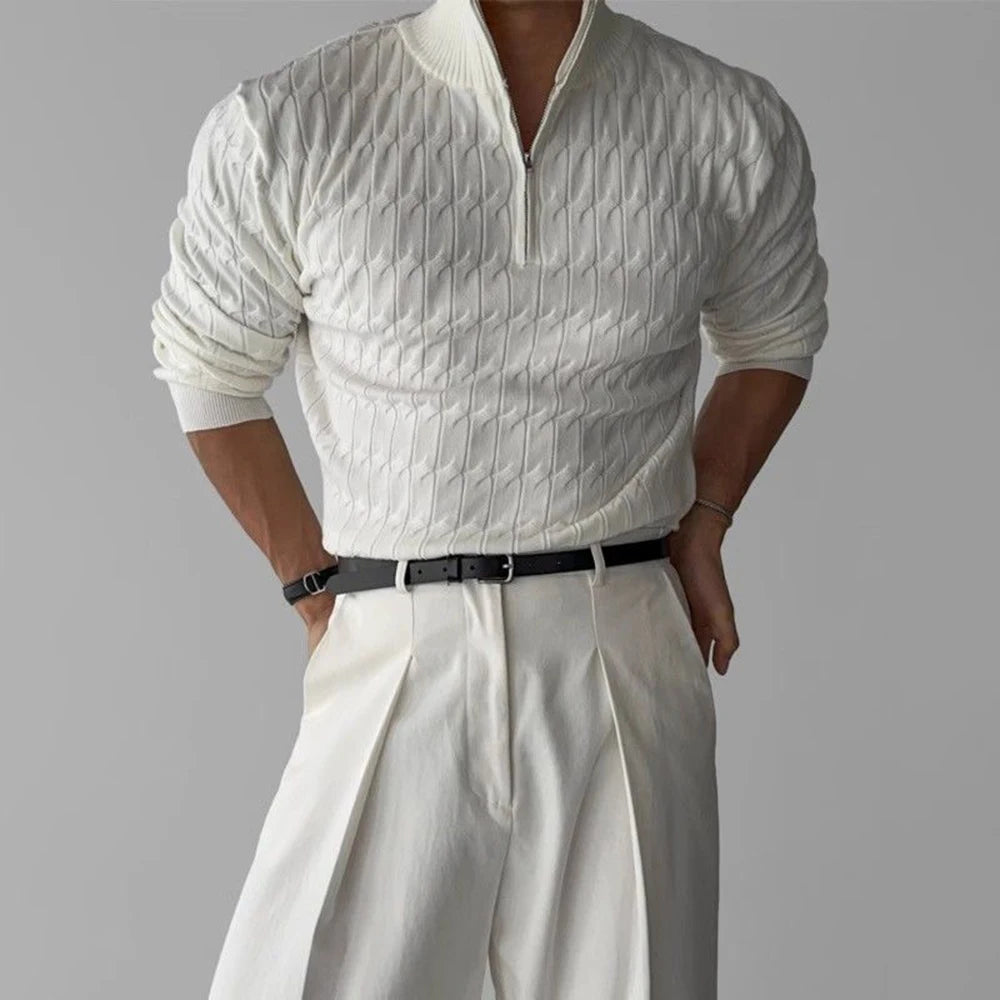 Comprar white Mens Linen Casual Knitted Sweater