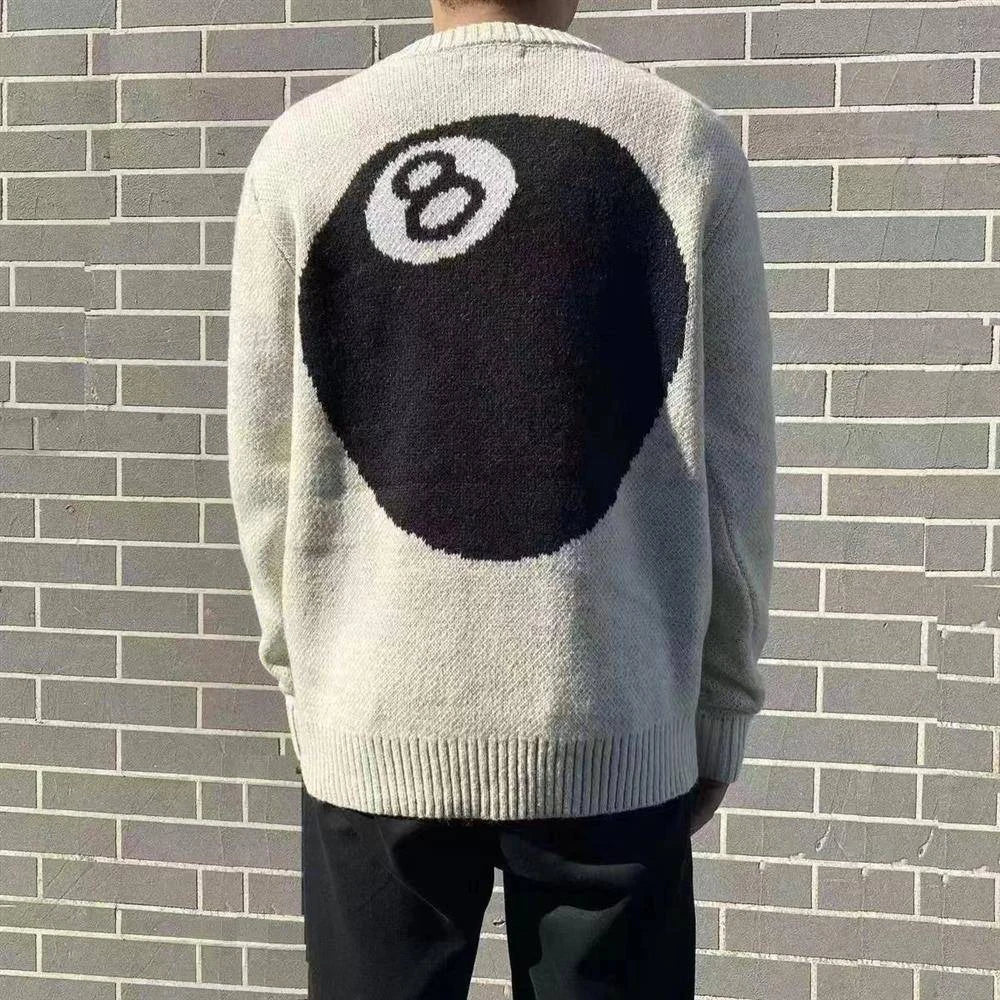 Mens Sweater Size 8 Billiard Sweater Autumn Street Wear Contrast Color Casual All-Match Long-Sleeved Tops Men'S Clothing 2024