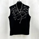 Mens Vest Personalized Heavy Industry Hot Stamping Diamond Starry Vest Summer Casual Sports Sleeveless Top Men's Clothing 2024-1