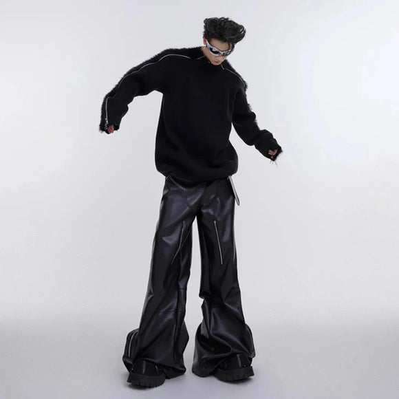 Mens Sweater Hand Zipper Deconstructed Knit Sweater Autumn Streetwear Fashion Campus Performance Long Sleeve Top Men'S Clothing