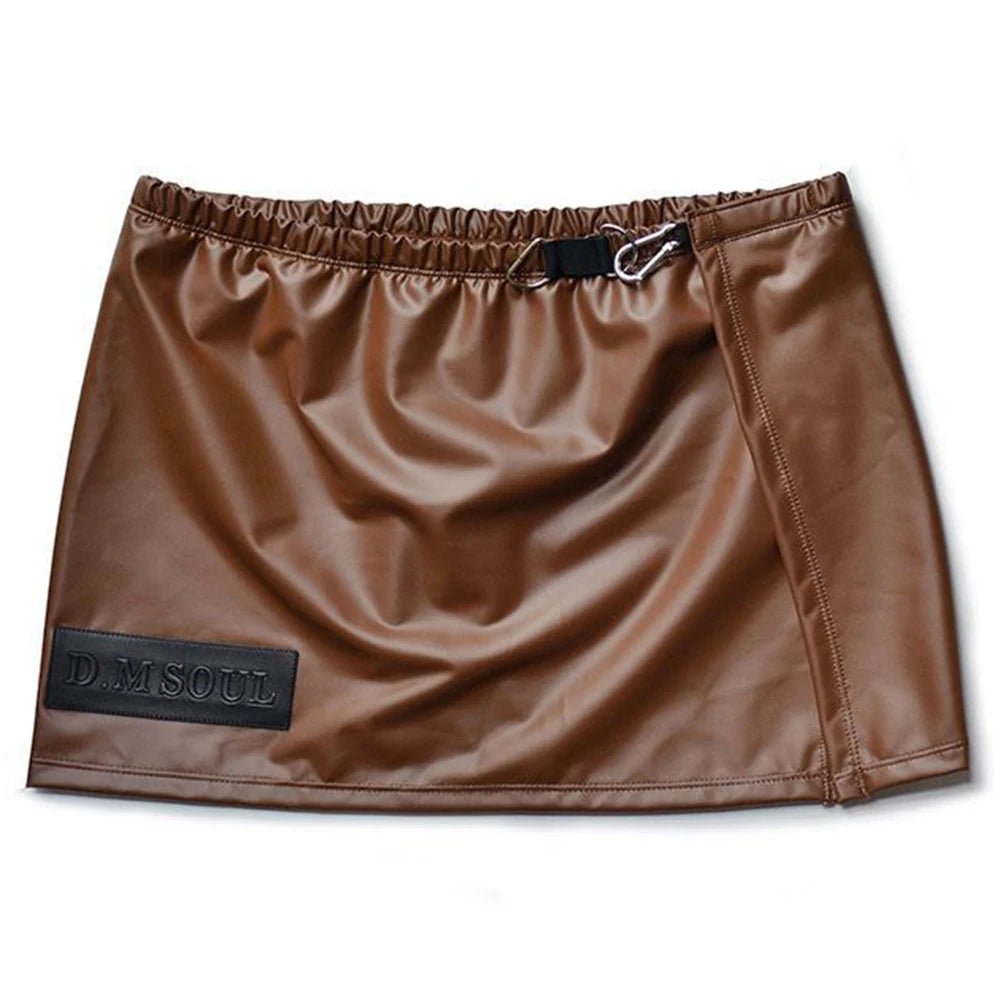 Comprar khaki Mens Sexy Home Leather Shorts