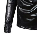 Mens Pu Leather Sweatshirt Pu Tops Streetwear Nightclub Youth Trend Campus Performance Male Long-Sleeve Tops Men'S Clothing 2024-5