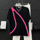 Mens T-Shirt Y2k Contrast Color Zipper Short-Sleeved T-Shirt Summer Streetwear Casual Personality All-Match Tops Men'S Clothing-4