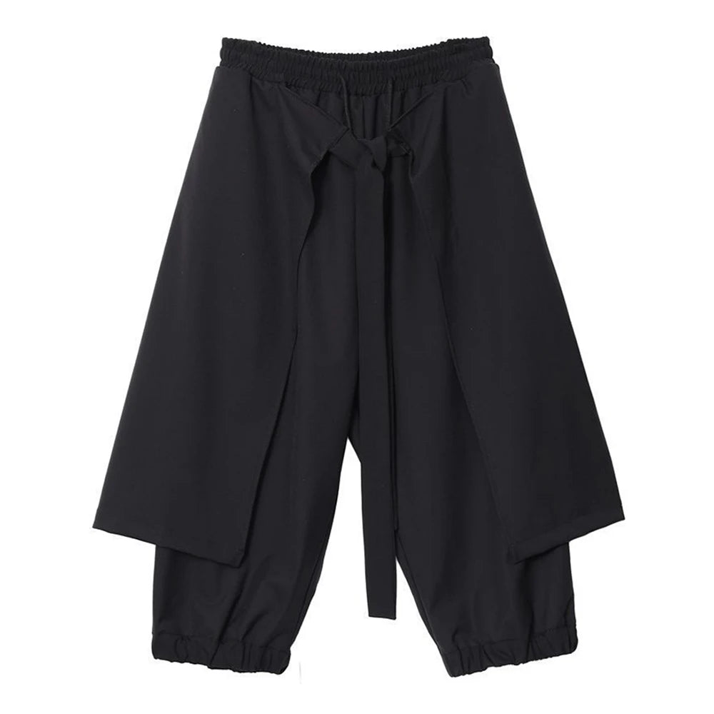 Mens Irregular Skirts Genderless Sports Fitness Solid Color Pants