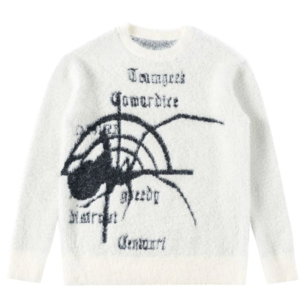 Mens Street Spider Pattern Knitted Sweater