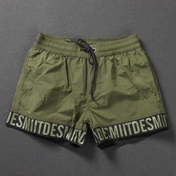 Buy green Beach Shorts Summer Mens Sports Swim Trunks Gym Training Shorts Quick-Drying Lightweight Letters Edge Trendy 2024 Shorts New