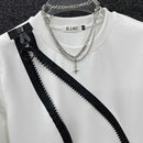 Mens T-Shirt Y2k Contrast Color Zipper Short-Sleeved T-Shirt Summer Streetwear Casual Personality All-Match Tops Men'S Clothing-2