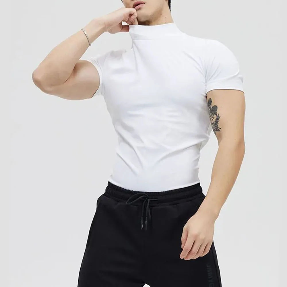 Comprar white Mens Genderless Casual Solid Color Elastic T-Shirt