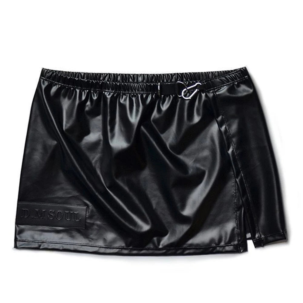 Comprar black Mens Sexy Home Leather Shorts