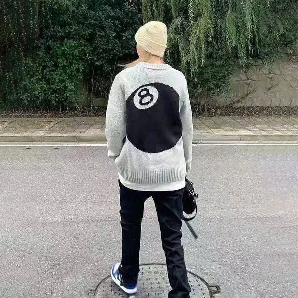 Mens Sweater Size 8 Billiard Sweater Autumn Street Wear Contrast Color Casual All-Match Long-Sleeved Tops Men'S Clothing 2024