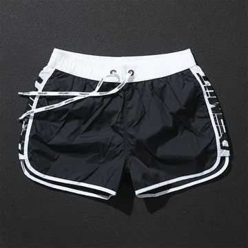 Buy black Mens Beach Shorts Swimming Trunks Gym Train Sports Shorts Summer Fashion Color Matching Jogging Running Shorts Men&#39;S Clothing