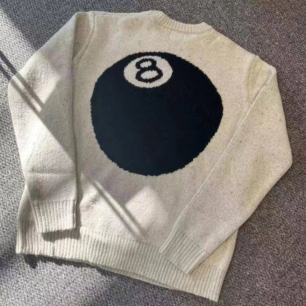 Mens Sweater Size 8 Billiard Sweater Autumn Street Wear Contrast Color Casual All-Match Long-Sleeved Tops Men'S Clothing 2024
