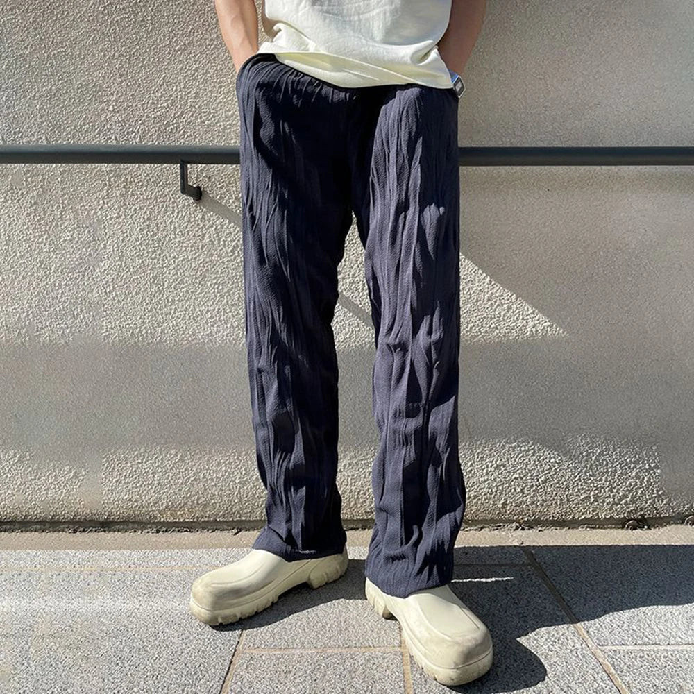 Mens Asexual Casual Solid Color Straight Pants