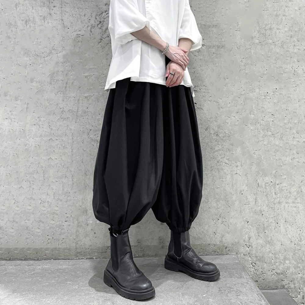 Men Japanese Street Genderless Dark Loose Bloomer Pants