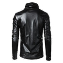 Mens Pu Leather Sweatshirt Pu Tops Streetwear Nightclub Youth Trend Campus Performance Male Long-Sleeve Tops Men'S Clothing 2024-2