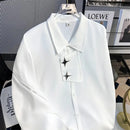 Metal Zipper Design Shirt Autumn New Fashion Loose Trendy Dark Series High-End Drape Irregular Long-Sleeved White Shirt For Men-5