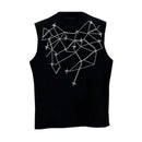 Mens Vest Personalized Heavy Industry Hot Stamping Diamond Starry Vest Summer Casual Sports Sleeveless Top Men's Clothing 2024-2