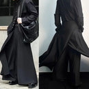 Gothic Culottes Overlap Y2K Double Layer Dark Culottes Pleated Wide Leg Niche Design Casual Pants Skirt Unisex Men's Clothing-2