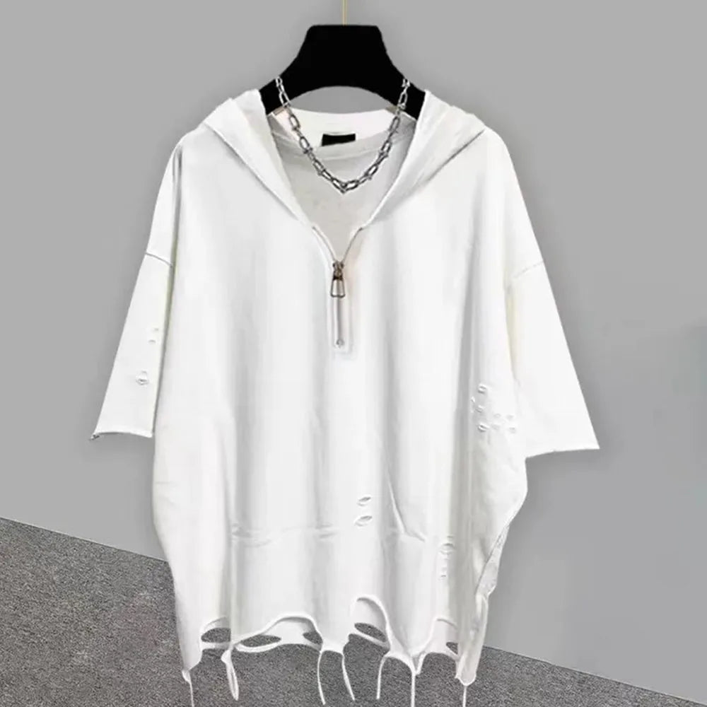 Comprar white Mens Genderless Casual Solid Color Loose  Short Sleeved Top