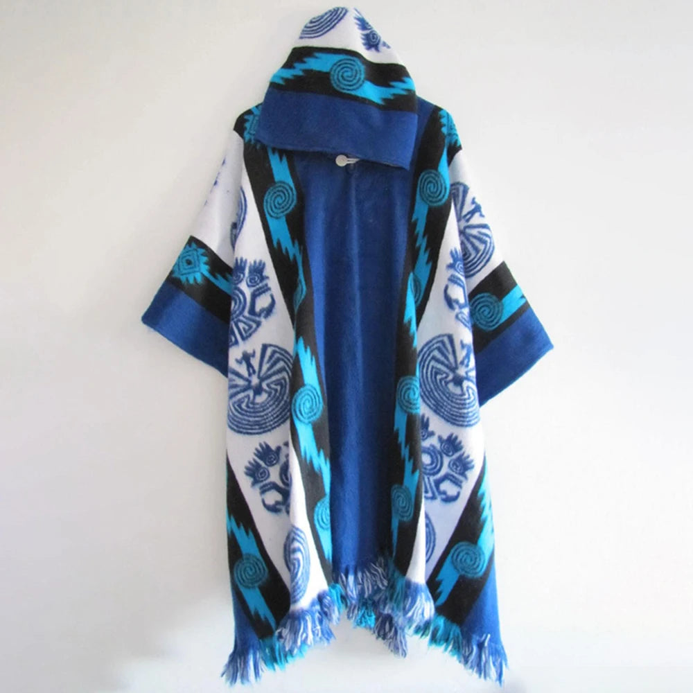 Comprar blue Mens Fashion Casual Knitted Hooded Cape