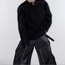 Mens Sweater Hand Zipper Deconstructed Knit Sweater Autumn Streetwear Fashion Campus Performance Long Sleeve Top Men'S Clothing-1