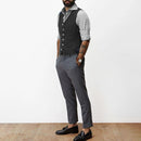 Navy Blue Cotton Linen Vests for Men V-neck Waistcoat Boutique Jacket Casual Vest Groosmen Male Groom Wear Clothing Man-6