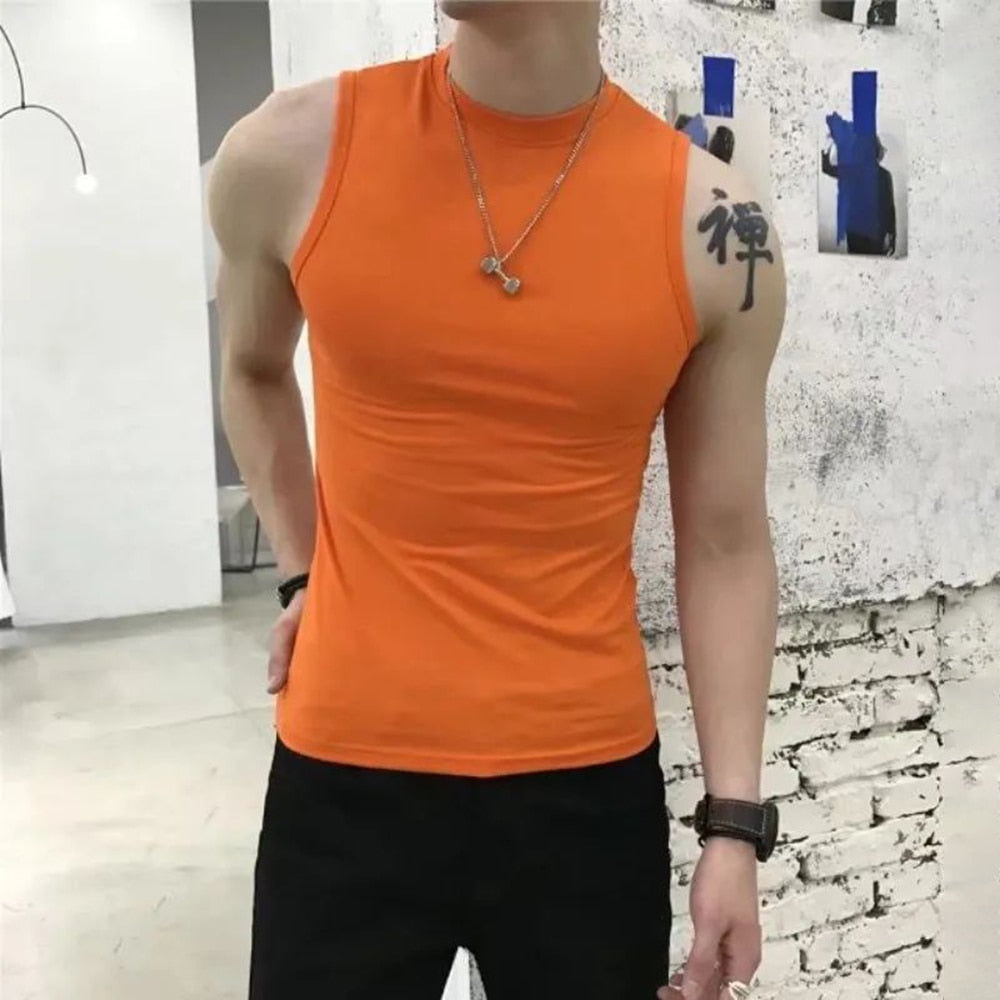 Comprar orange Mens Tight Turtleneck Sweater Vest